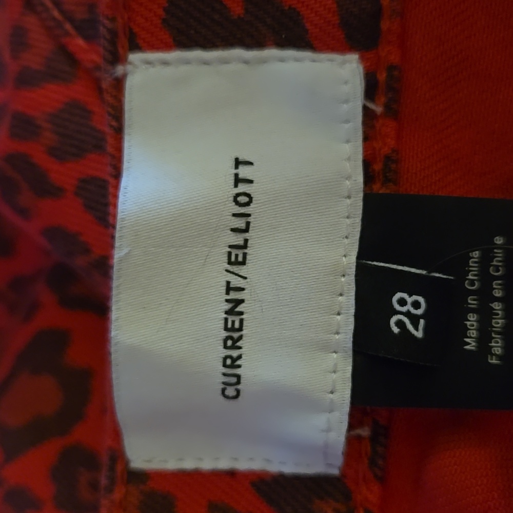 Current/Elliott The Stiletto Red Black Leopard Print Jean 5 Pocket Sz 28…NEW - Picture 4 of 7